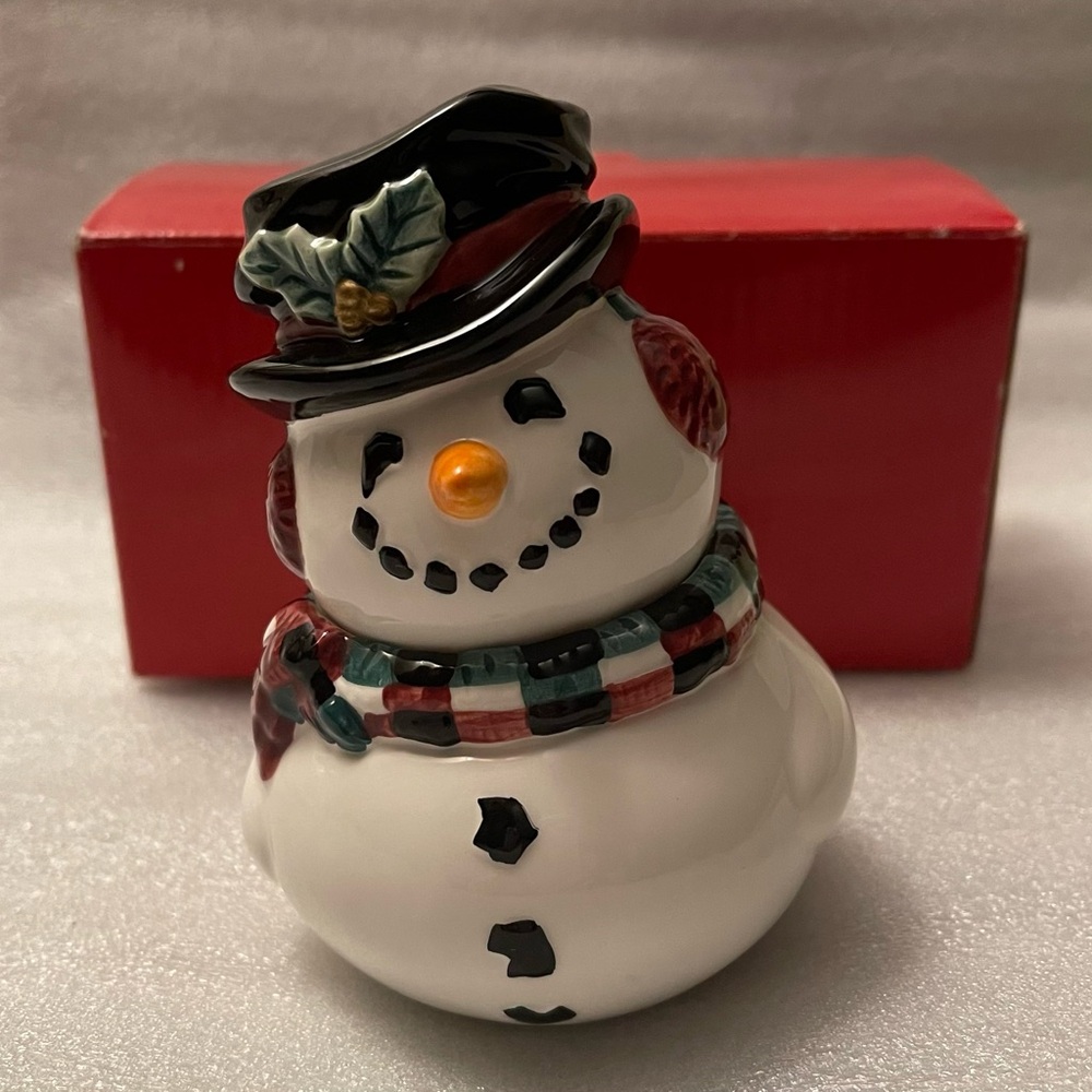 VTG Fitz and Floyd Snowman Promo Salt/Pepper Shakers Holiday Christmas IOB 4 in